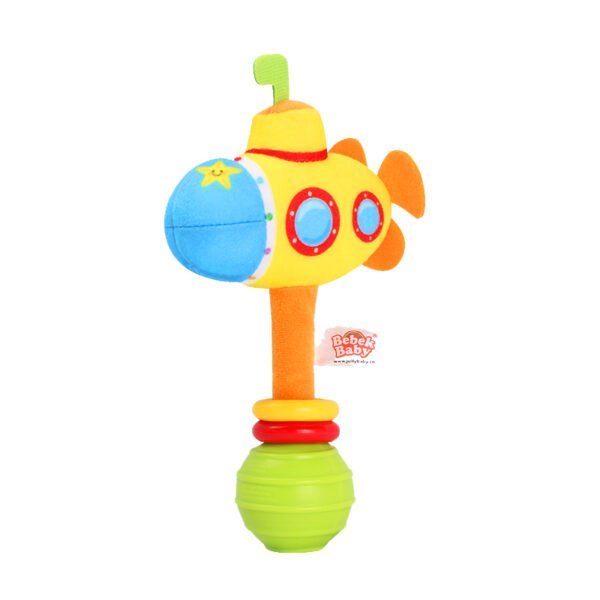 Plush baby hand rattle-submarine