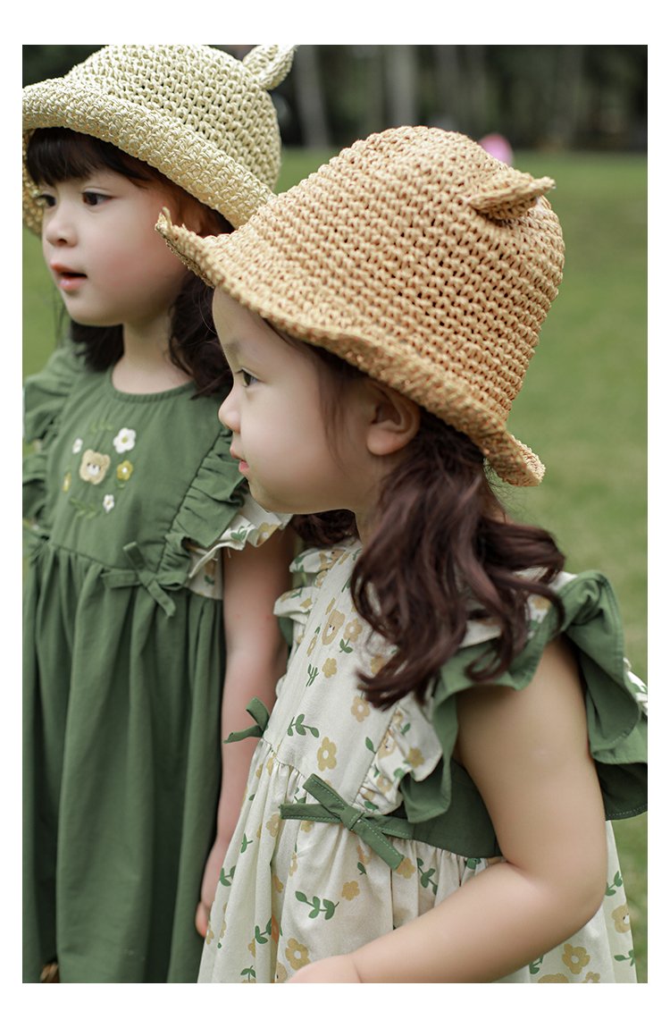 Cartoon Bear Green Cotton dress - Image 5