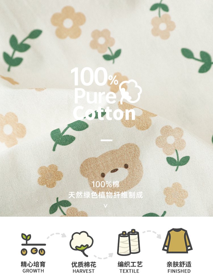 Cartoon Bear Green Cotton dress - Image 9
