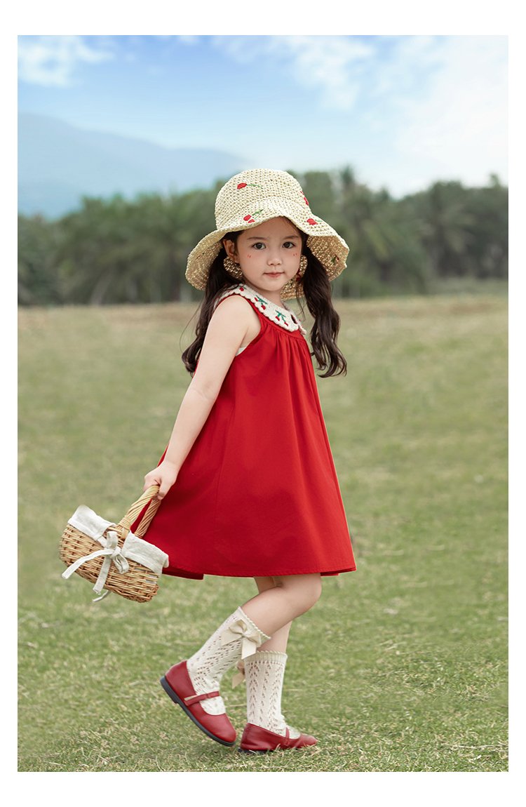 Kids Sleeveless Cherry Baby Girl Dress - Image 12