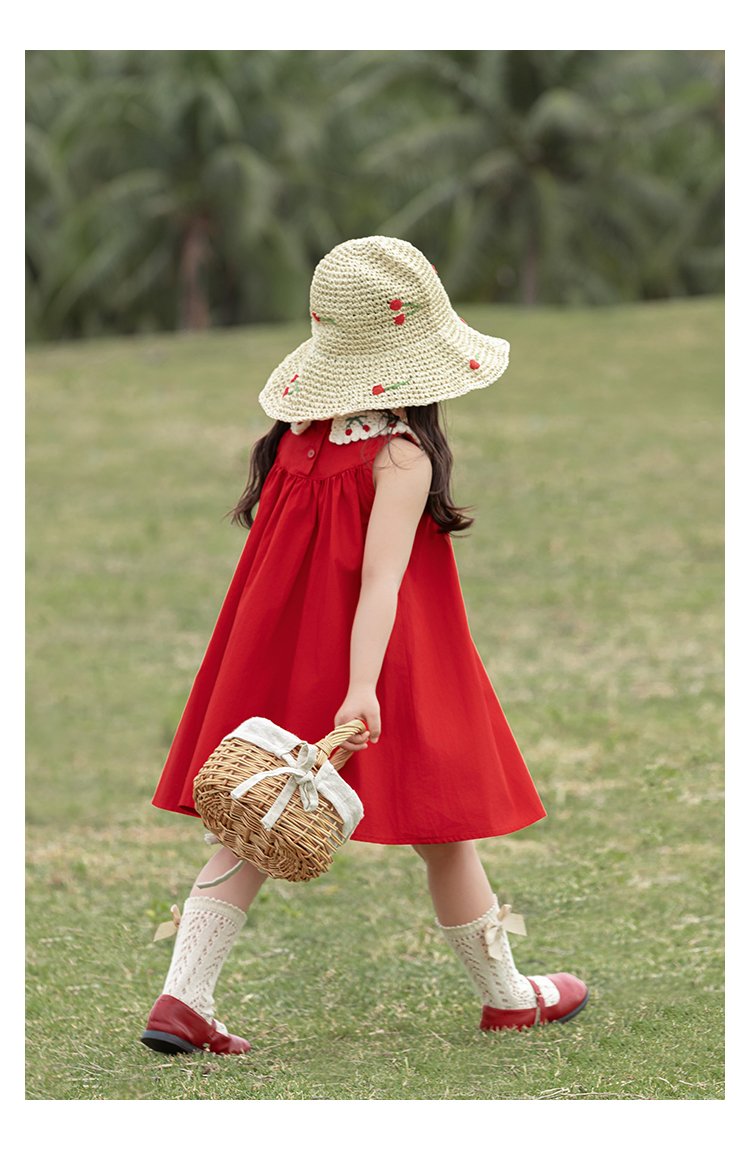 Kids Sleeveless Cherry Baby Girl Dress - Image 10
