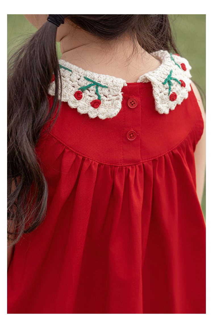 Kids Sleeveless Cherry Baby Girl Dress - Image 2