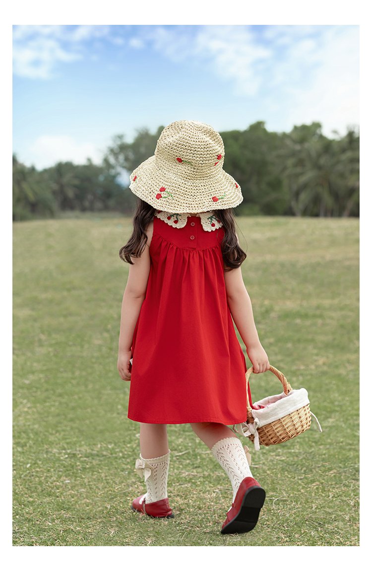 Kids Sleeveless Cherry Baby Girl Dress - Image 11
