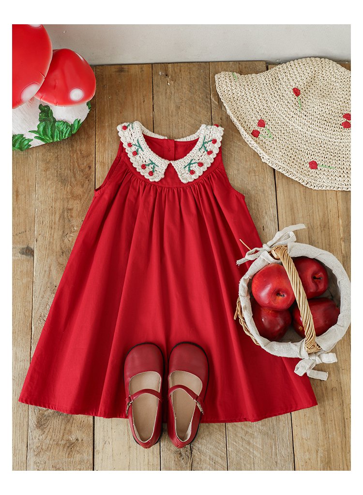 Kids Sleeveless Cherry Baby Girl Dress - Image 13