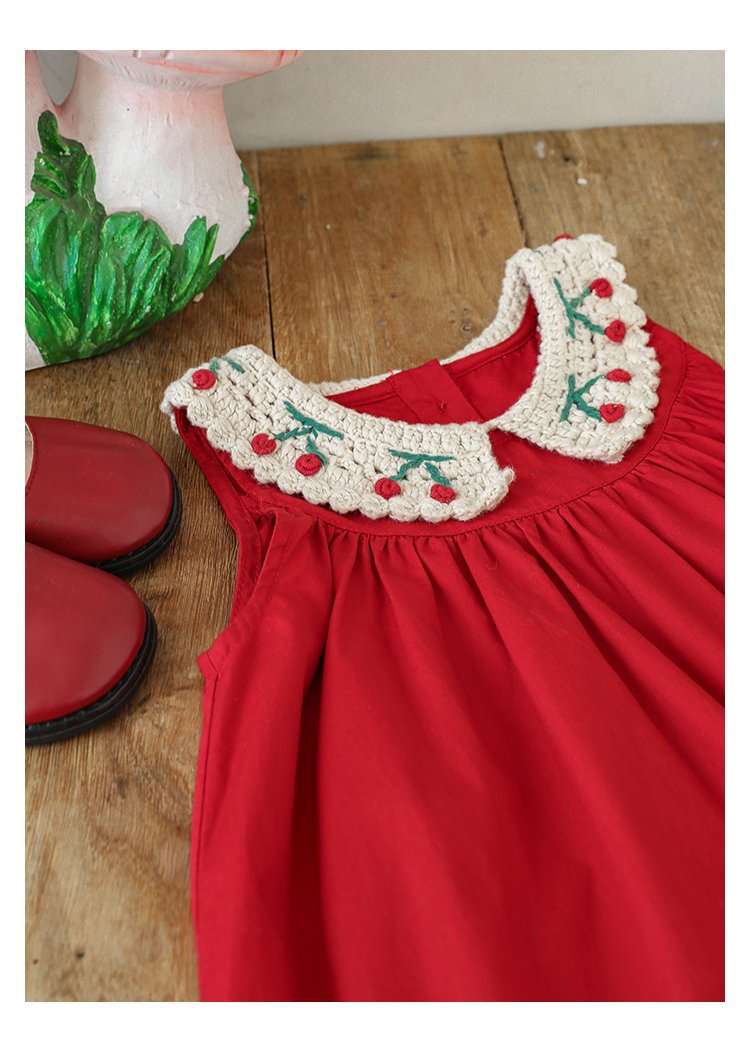 Kids Sleeveless Cherry Baby Girl Dress - Image 5