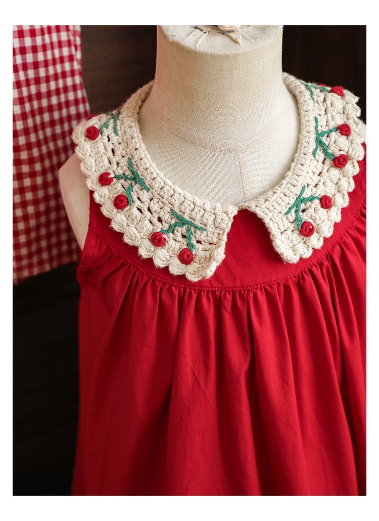 Kids Sleeveless Cherry Baby Girl Dress - Image 4