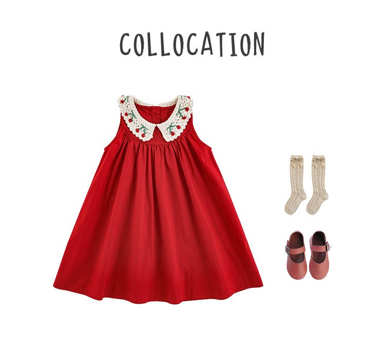 Kids Sleeveless Cherry Baby Girl Dress - Image 15