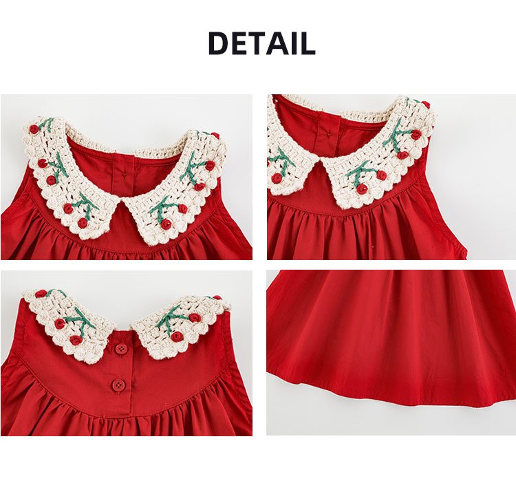 Kids Sleeveless Cherry Baby Girl Dress - Image 16